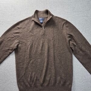 Joseph & Lyman Brown 100% Cashmere Quarter Zip Sweater Mens Medium